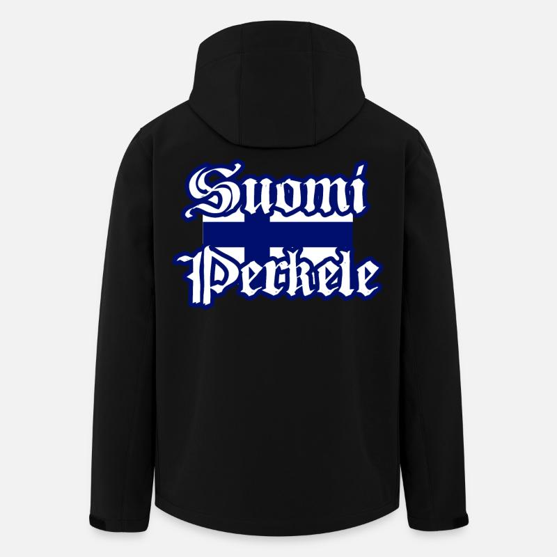 Suomi Perkele - Diables de Finlande - Veste softshell homme en polyester recyclé Stanley/Stella - noir