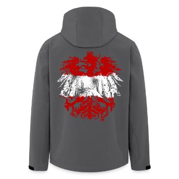 Österreich Adler Flagge Rot Weiß Rot Wappen - Recycelte Männer Softshell-Jacke von Stanley/Stella - Schwarz - Hinten - AI Model Male 185 light (185cm)