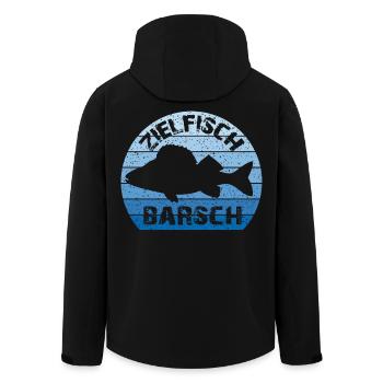Poisson cible perche | Perca | Barschangler - Veste softshell homme en polyester recyclé Stanley/Stella - noir - Dos - AI Model Male 185 light (185cm)