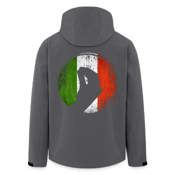 Drapeau italien avec un geste typique de la main - Veste softshell homme en polyester recyclé Stanley/Stella - charbon - Dos - AI Model Male 185 light (185cm)