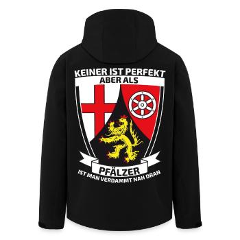 Keiner ist perfekt aber als Pfälzer - Recycelte Männer Softshell-Jacke von Stanley/Stella - Schwarz - Hinten - AI Model Male 185 light (185cm)