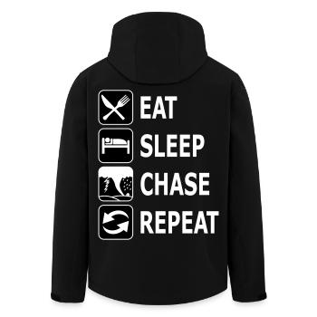 manger dormir chasser répéter, chassant les tornades, twister - Veste softshell homme en polyester recyclé Stanley/Stella - noir - Dos - AI Model Male 185 light (185cm)
