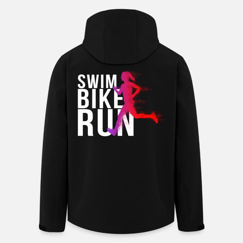 Triathlon - Femme nage, course à vélo - Veste softshell homme en polyester recyclé Stanley/Stella - noir