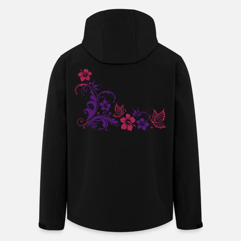 Ranke mit Hibiskus und Schmetterlingen - Recycelte Männer Softshell-Jacke von Stanley/Stella - Schwarz