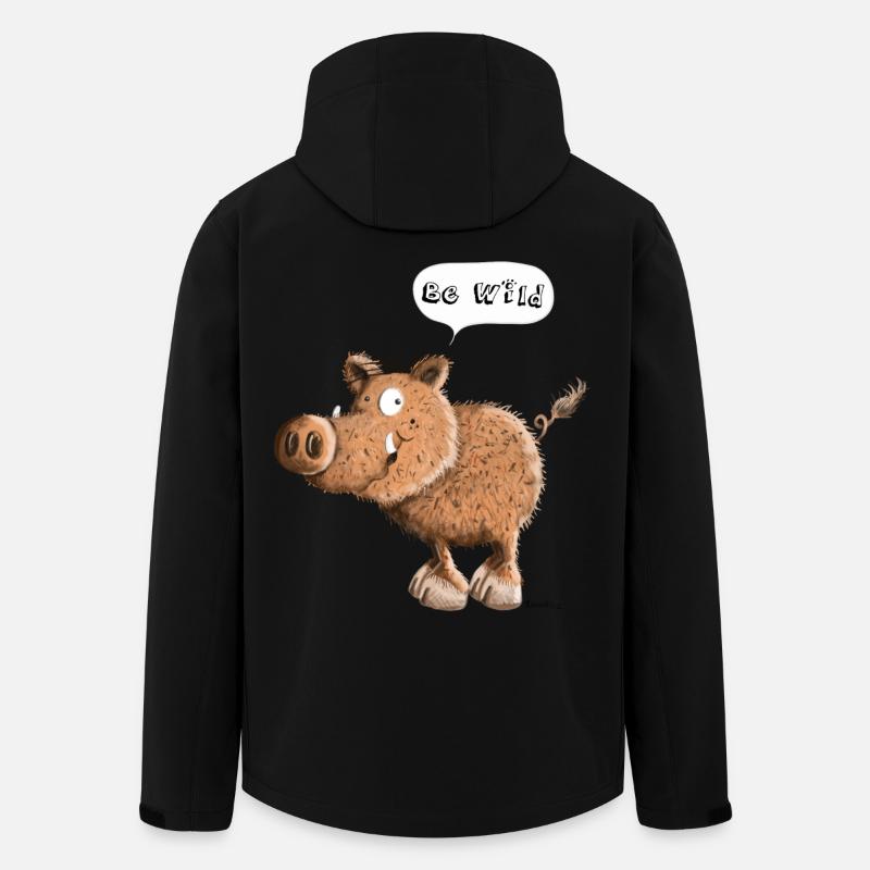 Be Wild Wildschwein - Recycelte Männer Softshell-Jacke von Stanley/Stella - Schwarz