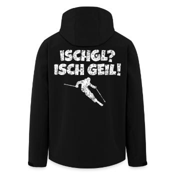 Ischgl Ischgeil Skifahrer (Weiß) Winter Apres-Ski - Recycelte Männer Softshell-Jacke von Stanley/Stella - Schwarz - Hinten - AI Model Male 185 light (185cm)