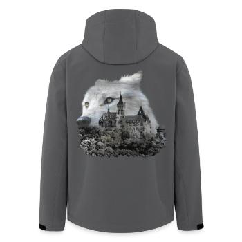 Loup, tête de loup et Harz - Veste softshell homme en polyester recyclé Stanley/Stella - noir - Dos - AI Model Male 185 light (185cm)