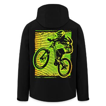Mountainbiker ► Mountainbike ► MTB Biker Fahrrad - Recycelte Männer Softshell-Jacke von Stanley/Stella - Schwarz - Hinten - AI Model Male 185 light (185cm)