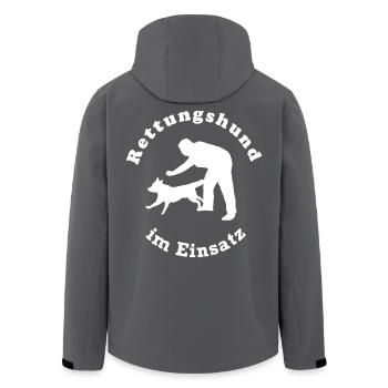 Rettungshund im Einsatz weiss Rund - Recycelte Männer Softshell-Jacke von Stanley/Stella - Schwarz - Hinten - AI Model Male 185 light (185cm)