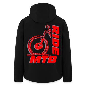 Ride MTB, ride more mountain bike - Men’s Recycled Softshell Jacket by Stanley/Stella - black - Back - AI Model Male 185 light (185cm)
