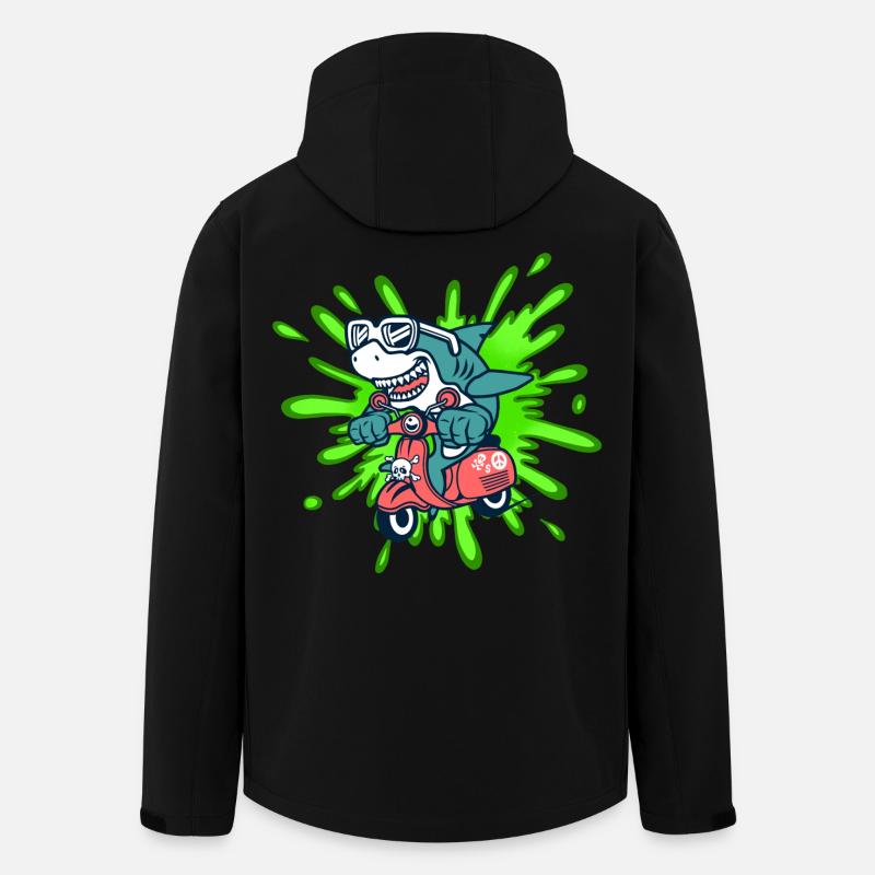 Shark Funny Vélomoteur Cyclomoteur Roller Comic - Veste softshell homme en polyester recyclé Stanley/Stella - noir