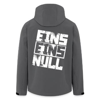 Polizei 110 Notruf - Recycelte Männer Softshell-Jacke von Stanley/Stella - Schwarz - Hinten - AI Model Male 185 light (185cm)