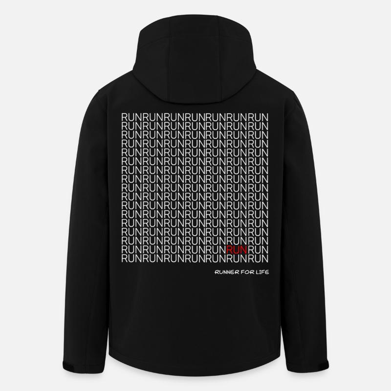 Run Run Run pattern with red accent - Men’s Recycled Softshell Jacket by Stanley/Stella - black