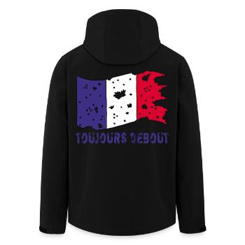 Drapeau français déchiré mais toujours debout ! - Veste softshell homme en polyester recyclé Stanley/Stella - noir - Dos - AI Model Male 185 light (185cm)