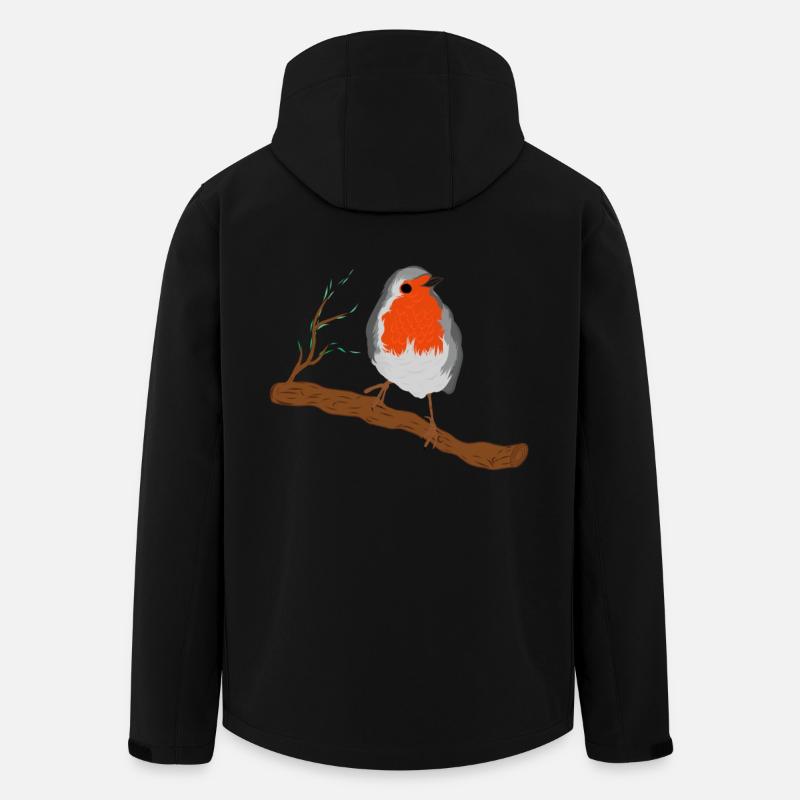 Rotkehlchen mit Prächtigen Federkleid auf Ast - Recycelte Männer Softshell-Jacke von Stanley/Stella - Schwarz