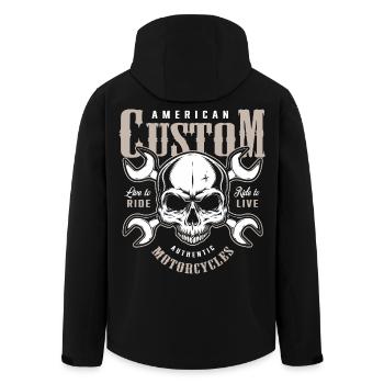 custom motorcycles biker - Men’s Recycled Softshell Jacket by Stanley/Stella - black - Back - AI Model Male 185 light (185cm)