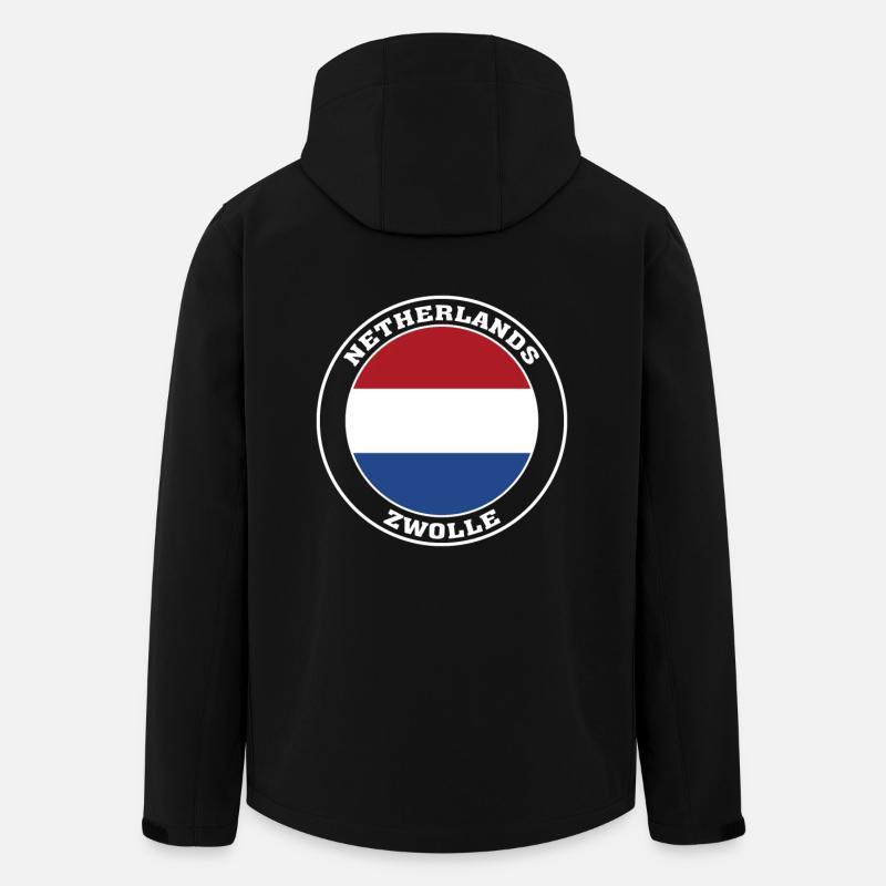 Drapeau Zwolle Pays-Bas Zwolle Hollande - Veste softshell homme en polyester recyclé Stanley/Stella - noir