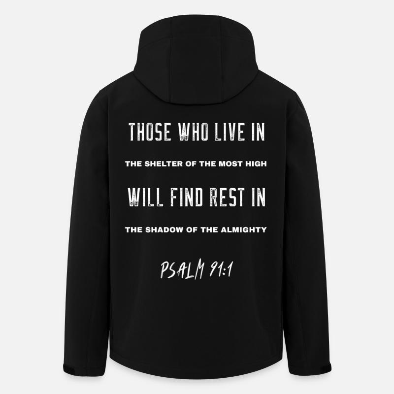 Abri du Très-Haut : Psaume 91:1 - Veste softshell homme en polyester recyclé Stanley/Stella - noir
