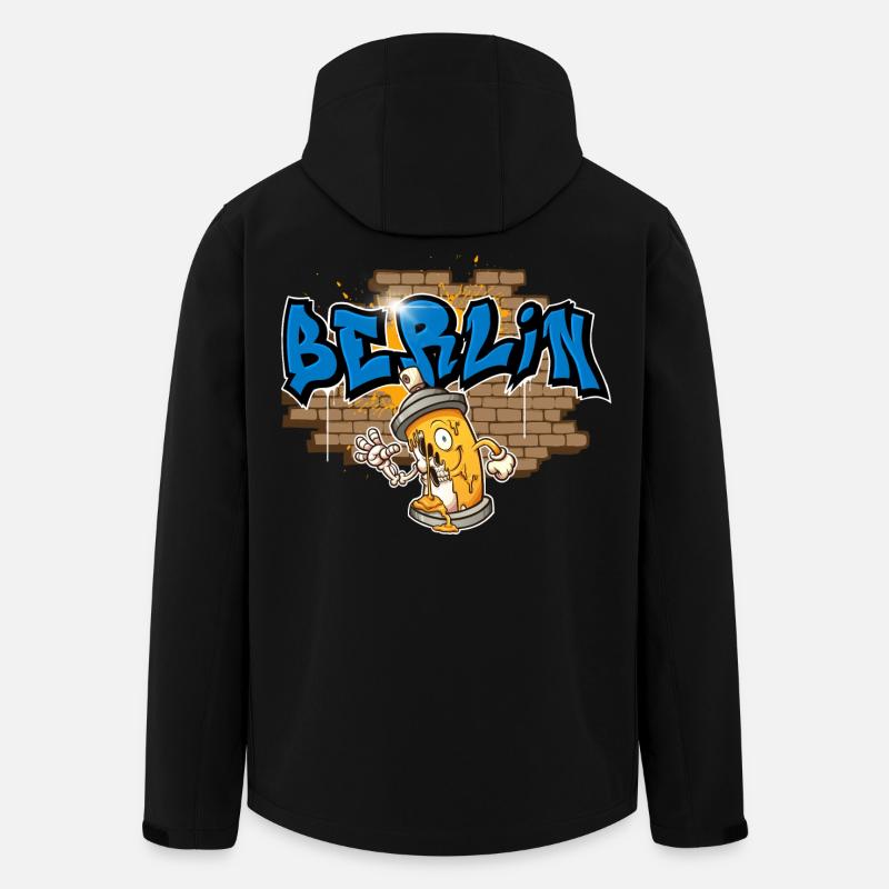 Graffiti de Berlin - Veste softshell homme en polyester recyclé Stanley/Stella - noir