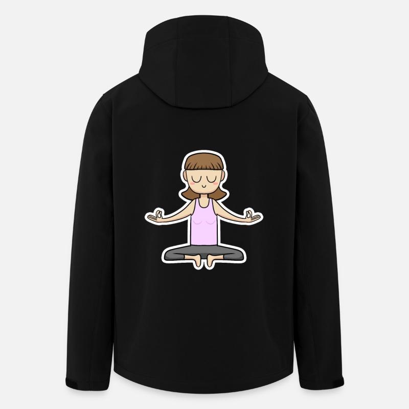 Dessin animé de méditation - Veste softshell homme en polyester recyclé Stanley/Stella - noir
