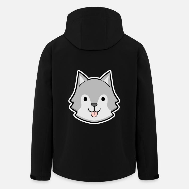 Fröhlicher Husky Kopf Sticker - Recycelte Männer Softshell-Jacke von Stanley/Stella - Schwarz