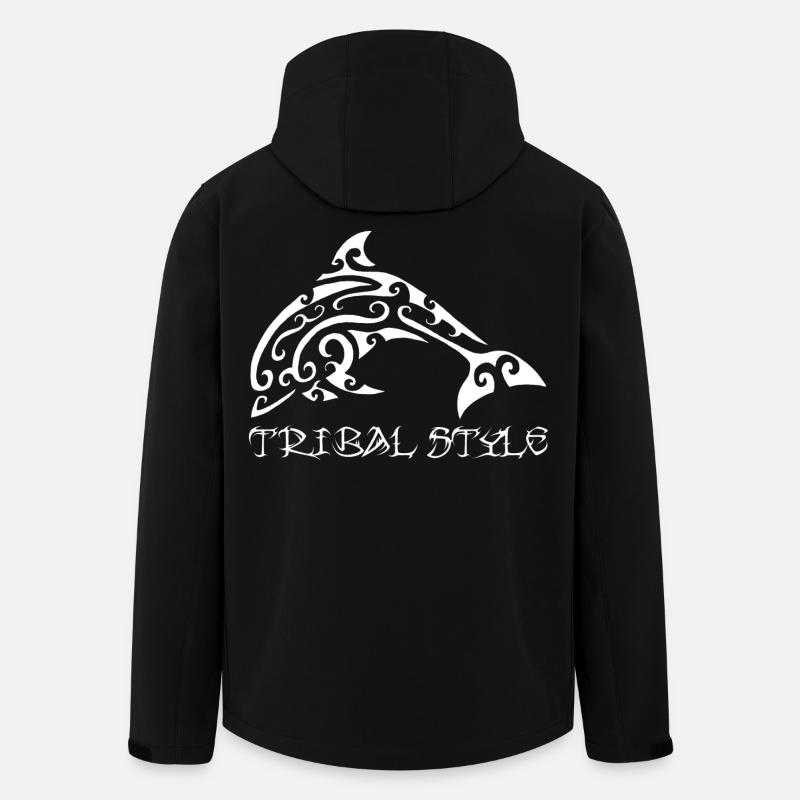 Polynesischer weißer Delphin - Recycelte Männer Softshell-Jacke von Stanley/Stella - Schwarz
