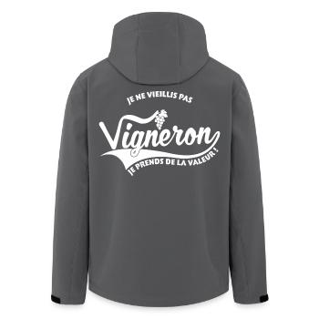 Vigneron Je ne vieillis pas je prends de la valeur - Veste softshell homme en polyester recyclé Stanley/Stella - noir - Dos - AI Model Male 185 light (185cm)