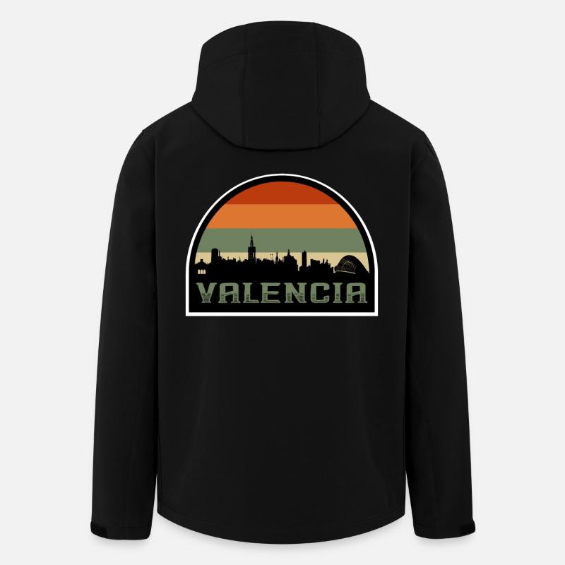 Valence Espagne Skyline Silhouette Drapeau Espagnol - Veste softshell homme en polyester recyclé Stanley/Stella - noir