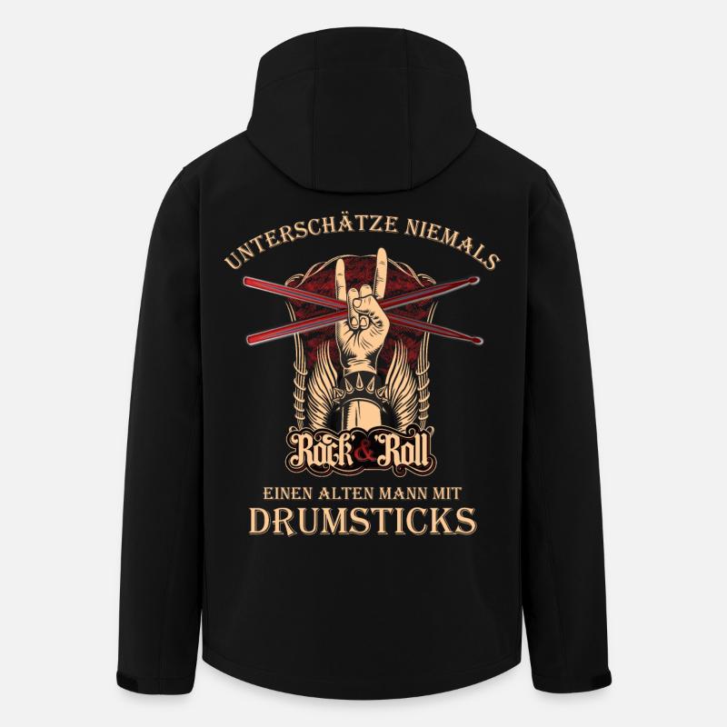 Drummer Schlagzeuger - alter Mann mit Drumsticks - Recycelte Männer Softshell-Jacke von Stanley/Stella - Schwarz