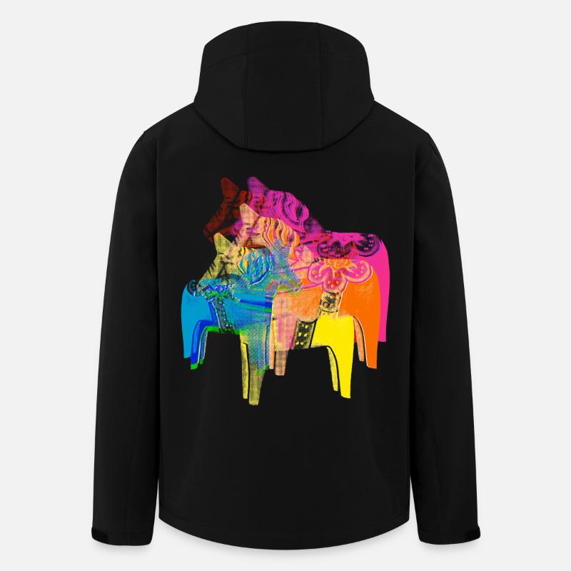 Pop Art Dala Pferde -Weihnachts Pulli Skandi Style - Recycelte Männer Softshell-Jacke von Stanley/Stella - Schwarz