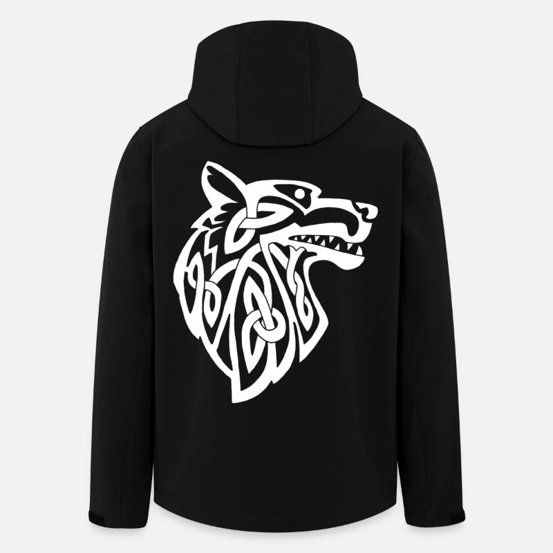 loup blanc viking - Veste softshell homme en polyester recyclé Stanley/Stella - noir