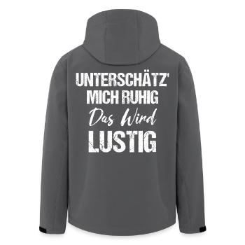 Unterschätz' Mich Ruhig Das Wird Lustig - Recycelte Männer Softshell-Jacke von Stanley/Stella - Schwarz - Hinten - AI Model Male 185 light (185cm)