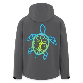 Blue and yellow sea turtle symbol - Men’s Recycled Softshell Jacket by Stanley/Stella - black - Back - AI Model Male 185 light (185cm)