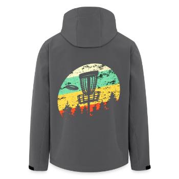 Disc Golf Basket Retro - Men’s Recycled Softshell Jacket by Stanley/Stella - black - Back - AI Model Male 185 light (185cm)