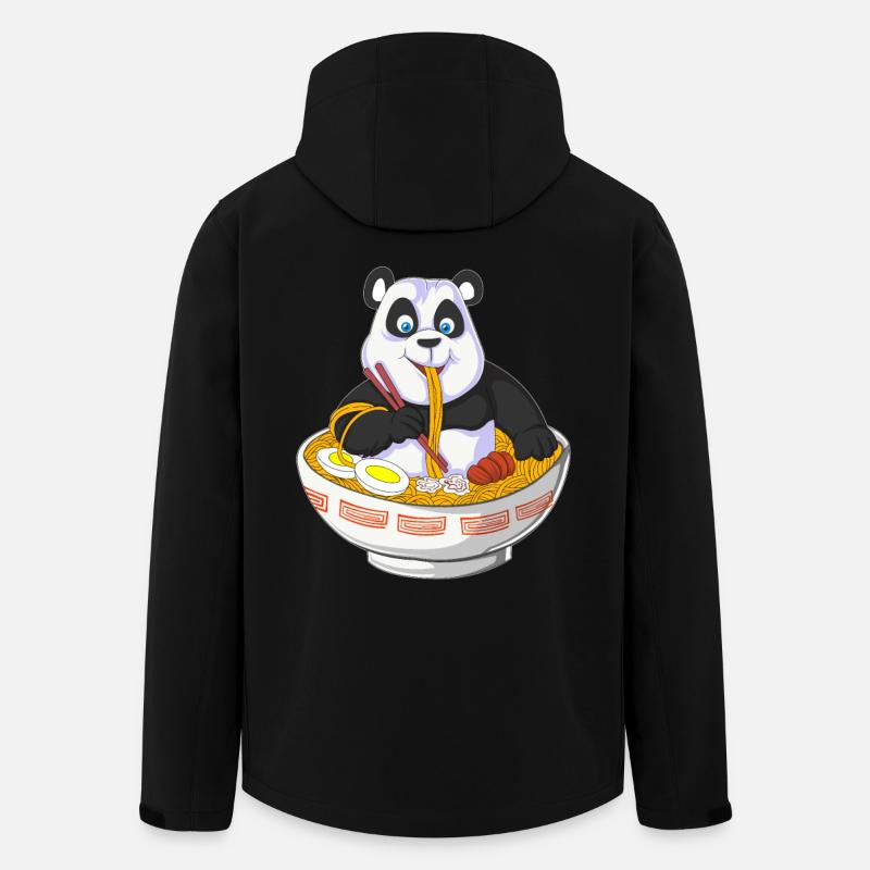 panda anime manger ramen - Veste softshell homme en polyester recyclé Stanley/Stella - noir