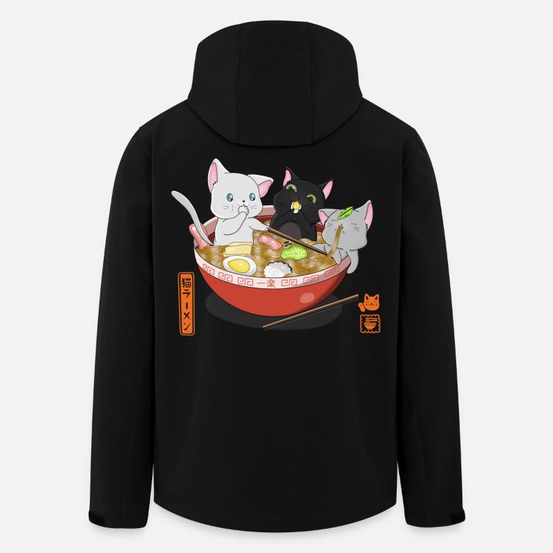 kawaii chats mangeant ramen japonais - Veste softshell homme en polyester recyclé Stanley/Stella - noir