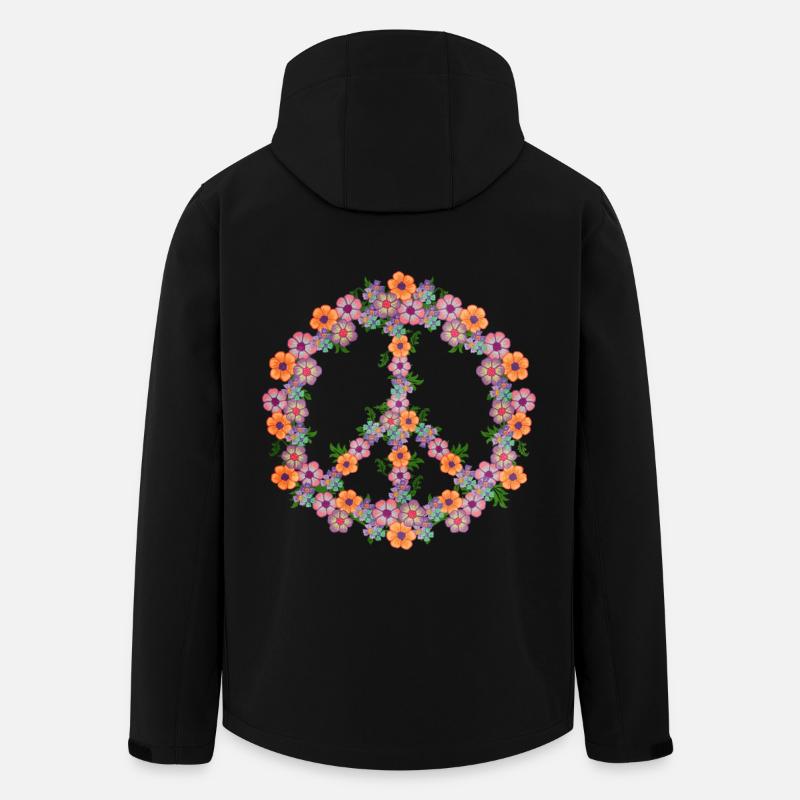 Pastellblume Friedenszeichen Retro-Vibes - Recycelte Männer Softshell-Jacke von Stanley/Stella - Schwarz