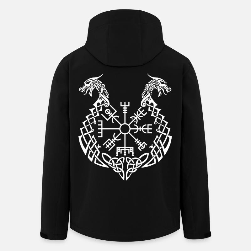 White dragon and Viking compass - Men’s Recycled Softshell Jacket by Stanley/Stella - black