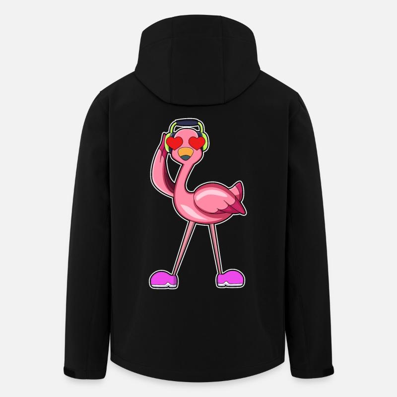 Flamingo avec casque & coeur - Veste softshell homme en polyester recyclé Stanley/Stella - noir