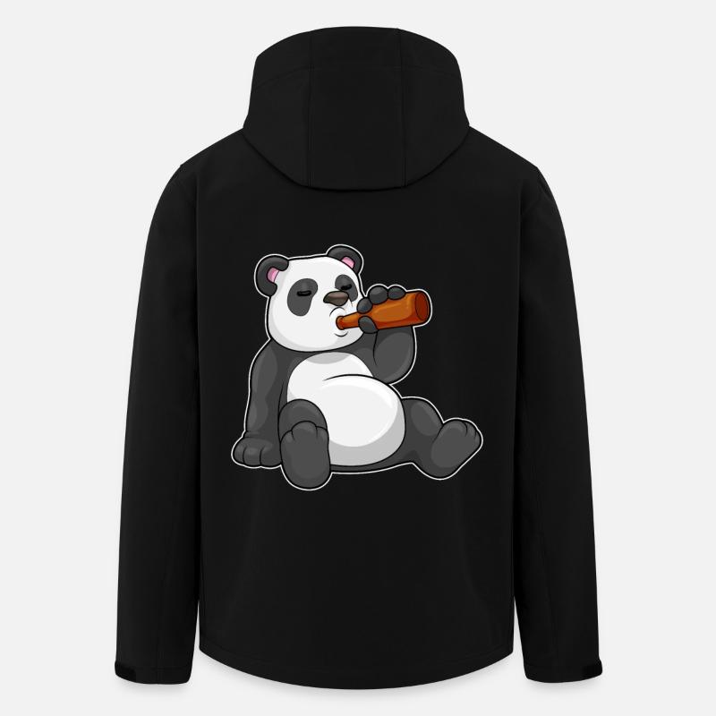 Panda Flasche Bier - Recycelte Männer Softshell-Jacke von Stanley/Stella - Schwarz