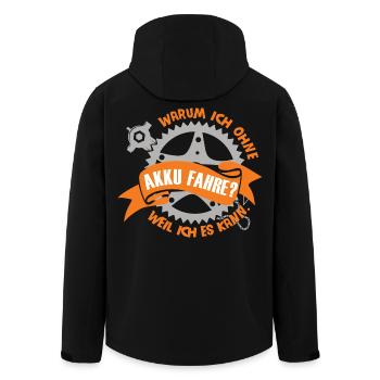 warum ich ohne akku fahre weil ich es kann - Recycelte Männer Softshell-Jacke von Stanley/Stella - Schwarz - Hinten - AI Model Male 185 light (185cm)