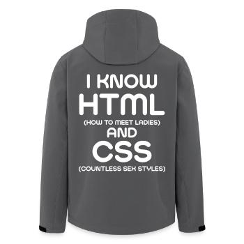 I Know HTML and CSS - Men’s Recycled Softshell Jacket by Stanley/Stella - anthracite - Back - AI Model Male 185 light (185cm)