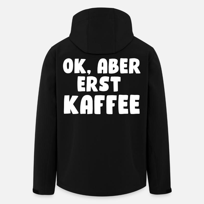 Ok, aber erst Kaffee - Recycelte Männer Softshell-Jacke von Stanley/Stella - Schwarz