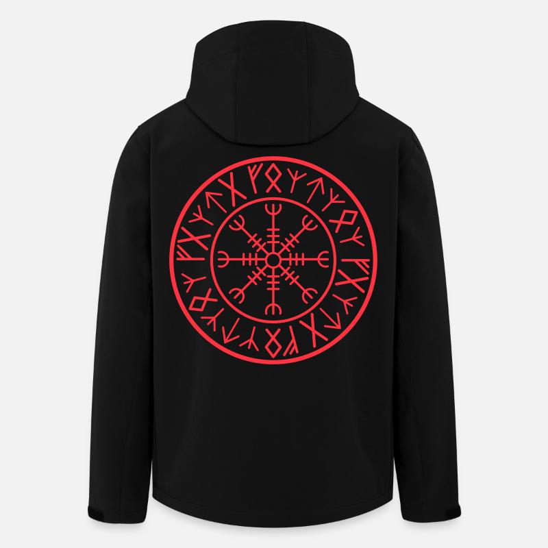 Roter Vegvisir-Runenkreis - Recycelte Männer Softshell-Jacke von Stanley/Stella - Schwarz