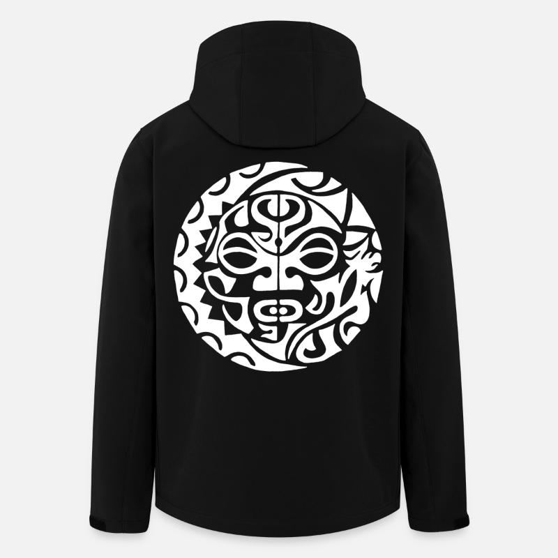 Tête de mort polynésienne blanche - Veste softshell homme en polyester recyclé Stanley/Stella - noir