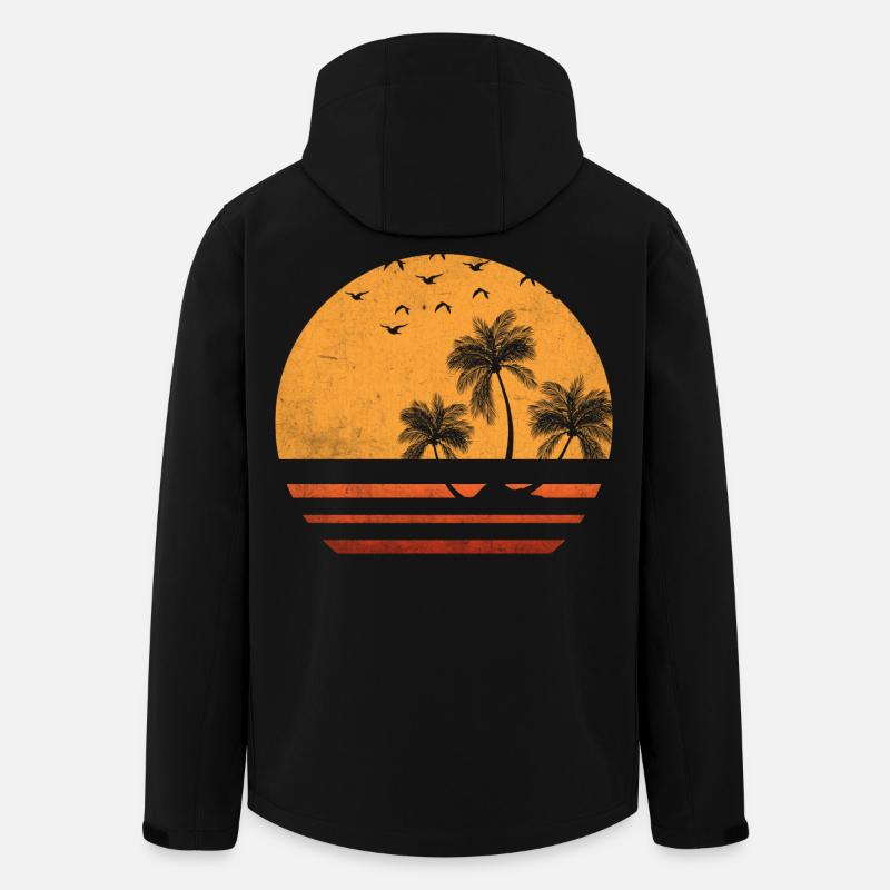 Palmen-Sonnenuntergangs-Silhouette - Recycelte Männer Softshell-Jacke von Stanley/Stella - Schwarz