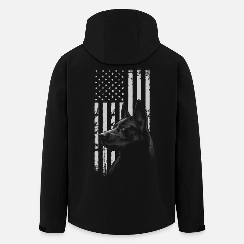 Schwarzer Deutscher Schäferhund American Flag USA - Recycelte Männer Softshell-Jacke von Stanley/Stella - Schwarz