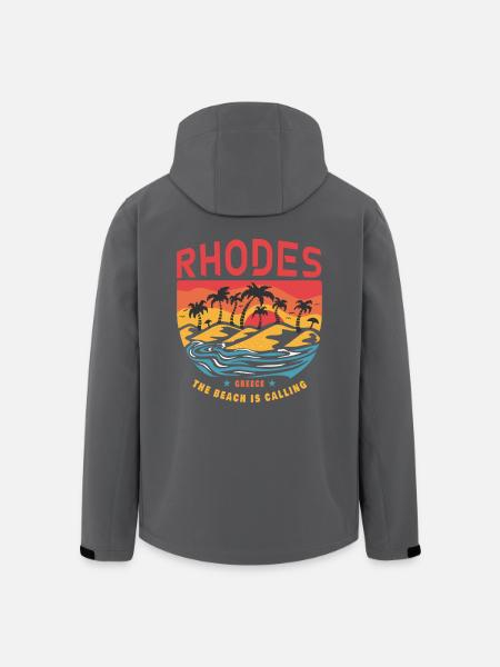 Rhodes Greece Design with Palm Trees and Beach - Men’s Recycled Softshell Jacket by Stanley/Stella - black