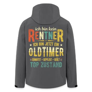 Ich bin kein Rentner sondern Oldtimer Ruhestand - Recycelte Männer Softshell-Jacke von Stanley/Stella - Schwarz - Hinten - AI Model Male 185 light (185cm)