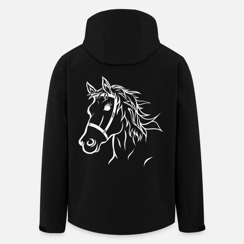 Tête de cheval illustration cheval - Veste softshell homme en polyester recyclé Stanley/Stella - noir